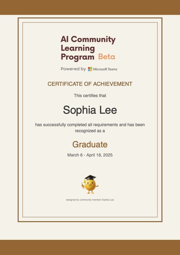 AI Community Learning Graduate certificate.