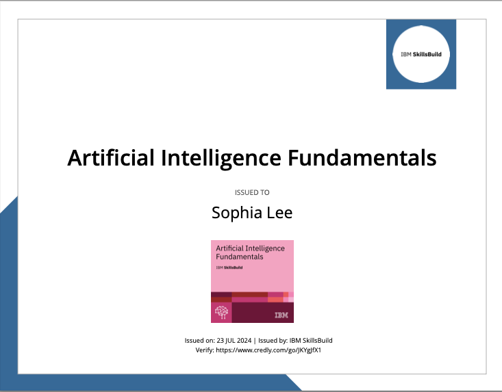 Artificial Intelligence Fundamentals badge.