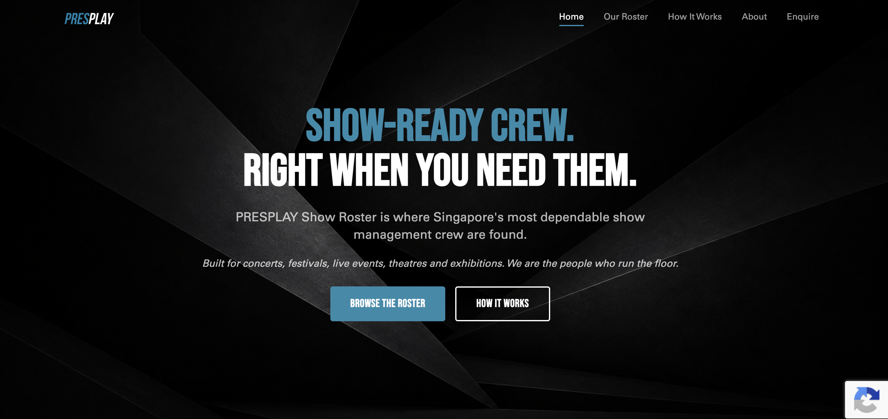 Presplay Show Roster platform preview.