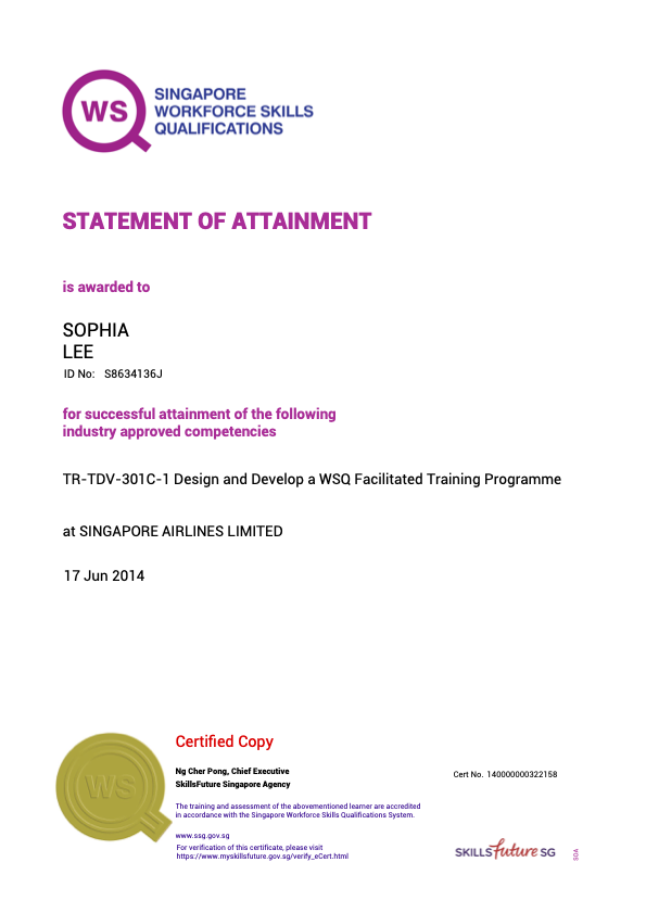 Statement of attainment certificate.